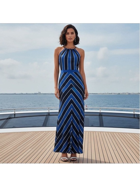 GUESS Dresses & Skirts - Guess Nautical Sailor Striped Rope Maxi Dress Sz 6 Resortwear Coastal Geometric